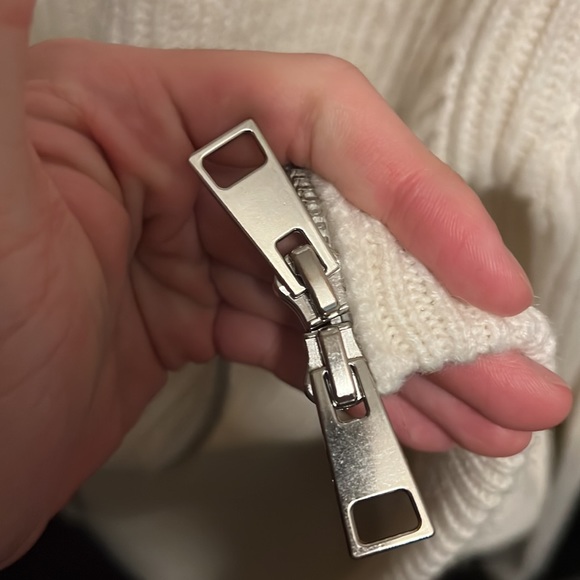 Zara Zip Cardigan Sweater Size M Oyster White - Picture 5 of 6